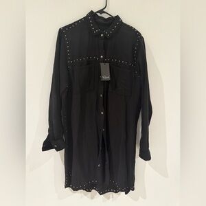 Rails Black Studded Casual Button Down Shirt